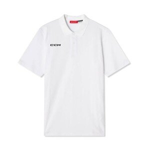CCM Tričko CCM Team Short Sleeve Polo SR, biela, Senior, L