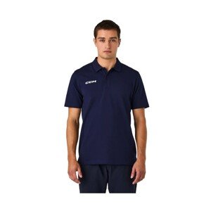 CCM Tričko CCM Team Short Sleeve Polo SR, tmavo modrá, Senior, L